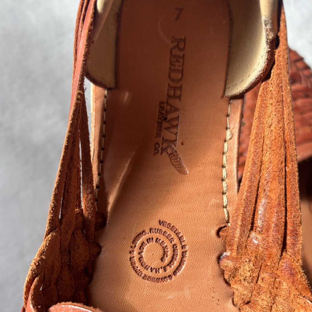 Woven Leather Huarache Sandals Brown Handmade Mexico Boho Artisan Flats Sz 7 - Picture 11 of 11